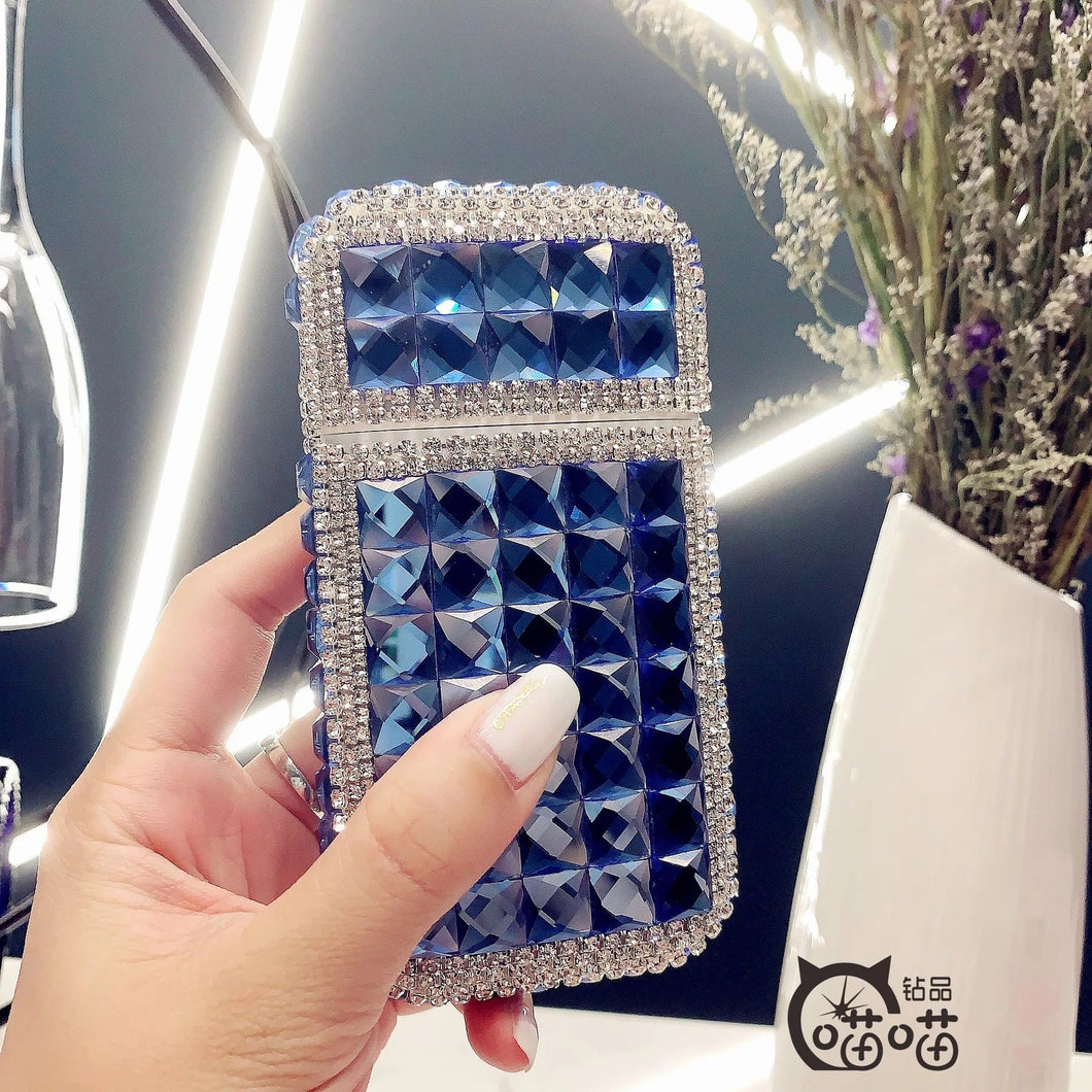 Blue Pretty Rollr Bling Case and Lighter Set