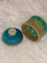 Load image into Gallery viewer, Aqua/Gold Diamond Dust Pretty Little Stash Spot
