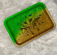 Load image into Gallery viewer, Green and Gold Trippy Drip Tray
