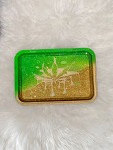 Load image into Gallery viewer, Green and Gold Trippy Drip Tray
