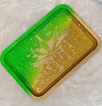 Load image into Gallery viewer, Green and Gold Trippy Drip Tray
