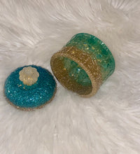 Load image into Gallery viewer, Aqua/Gold Diamond Dust Pretty Little Stash Spot
