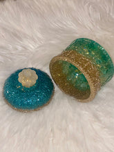 Load image into Gallery viewer, Aqua/Gold Diamond Dust Pretty Little Stash Spot
